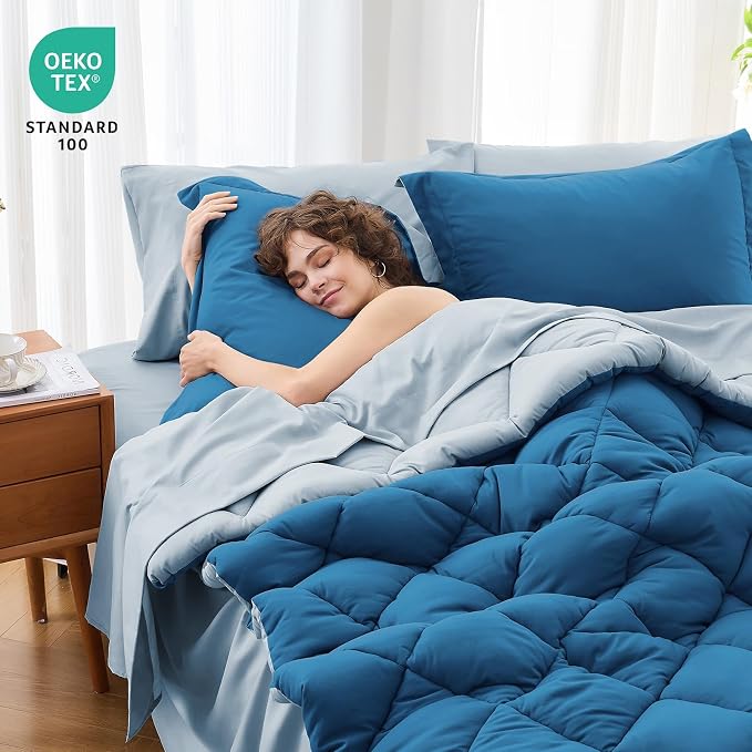 MUXHOMO 5 Pieces Twin Comforter Set, Reversible Bed in a Bag Twin Size - Image 4