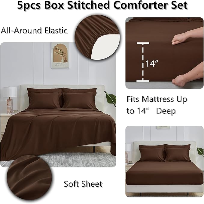 CozyLux Twin XL Comforter Set Brown - Image 4