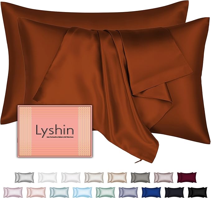 Silk Pillow Cases 2 Pack King Size by LYSHINSILKPILLOWCASES