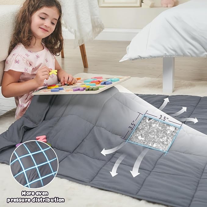 Weighted Blanket Kids 7lbs, Twin Size Cooling Heavy Throw Blanket - Image 3