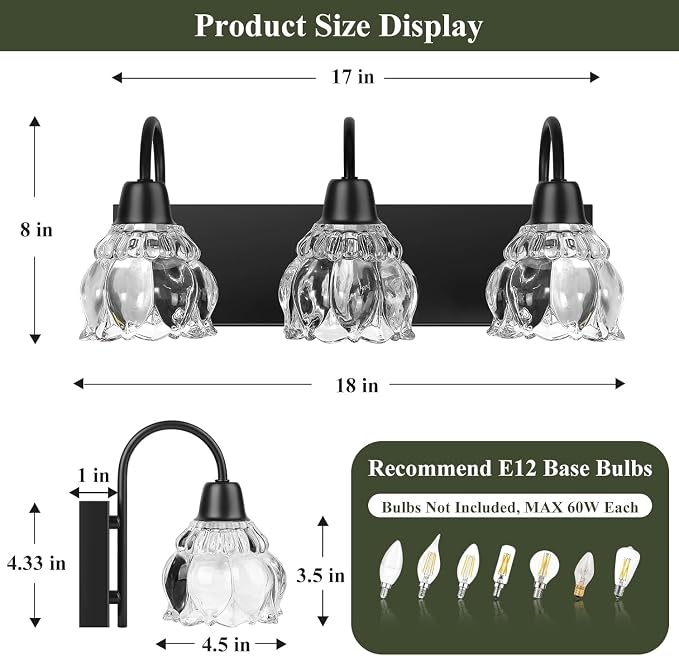 3-Light Bathroom Light Fixtures, Bathroom Wall Lamp - Image 6
