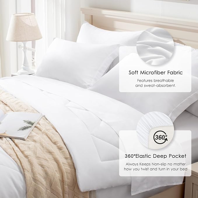 Love's cabin California King Comforter Set White, 7 Pieces California King Bed - Image 4