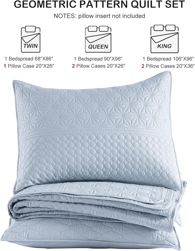 HORIMOTE HOME Light Blue Twin Size Quilt Set - Image 7