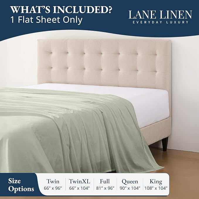 Lane Linen 100% Organic Cotton Twin Size Flat Sheet Only - Image 2