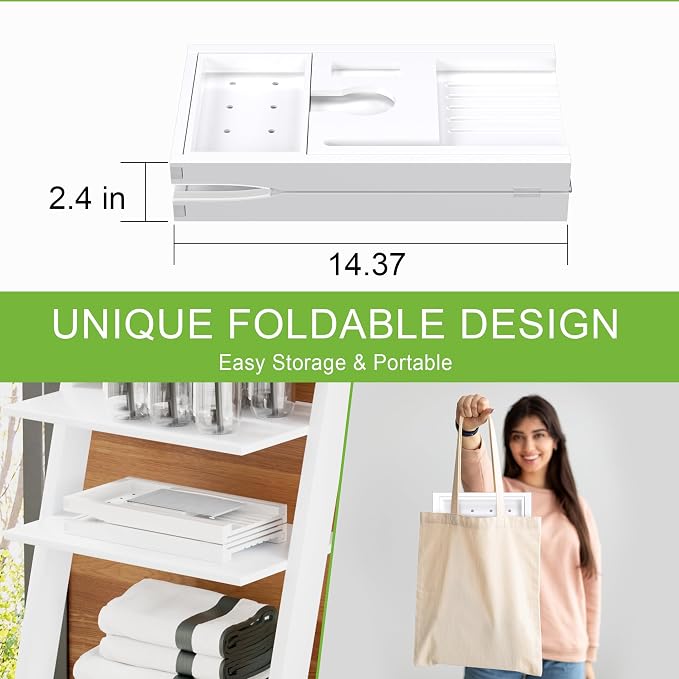 Bathtub Caddy Tray for Tub, Foldable Bath Table Trays, Bamboo Shelf - Image 4