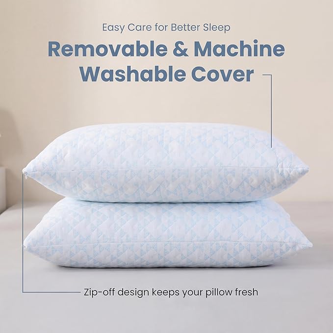 Meoflaw Adjustable Memory Foam Bed Pillows:Queen Size Shredded Foam Pillow Set - Image 3