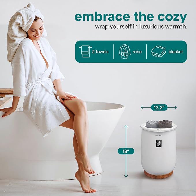 SereneLife Digital Display Bucket Towel Warmers, Luxury Towel Heater Gifts - Image 2