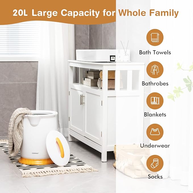 COSTWAY Bucket Style Towel Warmer, Fragrance Holder, Fits up to Two 40” x 70” - Image 3