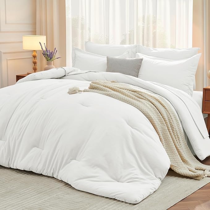 MUXHOMO 7 Pieces California King Comforter Set, Soft Bed in a Bag Cal King Size by MUXHOMO