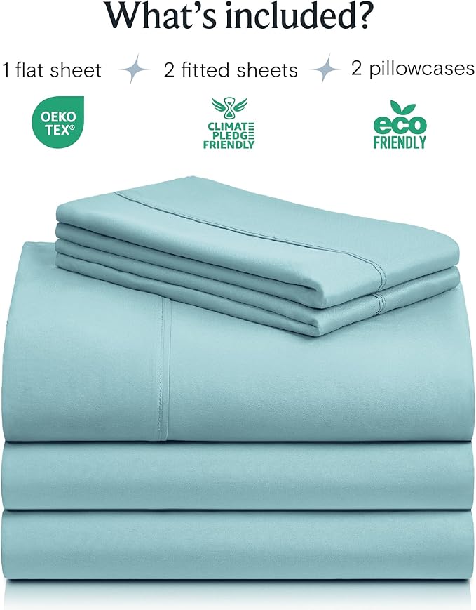 LuxClub 5 PC Split King Sheet Set, Breathable Luxury Bed Sheets, Deep Pockets - Image 2