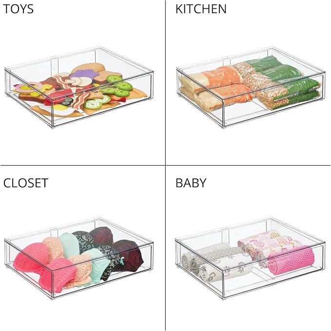 mDesign Wide Plastic Stackable Bathroom Storage Organizer Bin - Image 6
