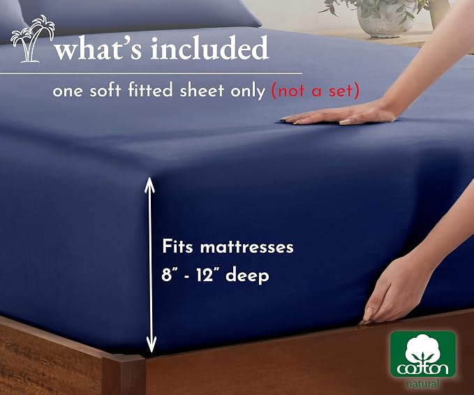 California Design Den 100% Cotton Mattress Fitted Sheet Only, No Pop-Off Elastic - Image 4
