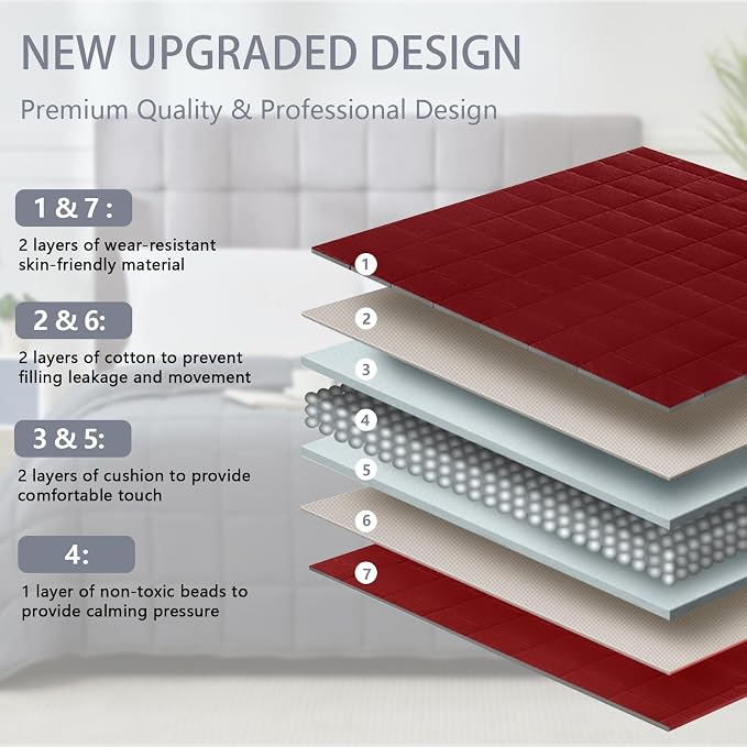 Red Weighted Blanket for Adults 20lbs, Queen Size Cooling Heavy Throw Blanket - Image 6