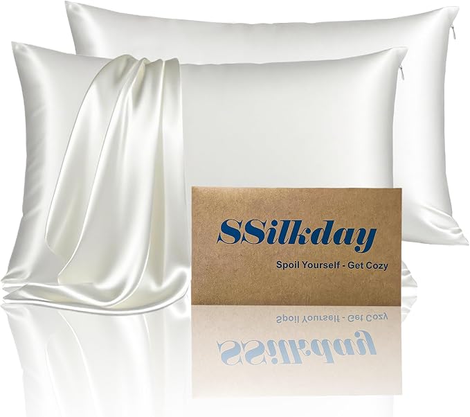 Mulberry Silk King Size Pillow Cases Set of 2, Ultra Smooth Soft Breathable by Unknown