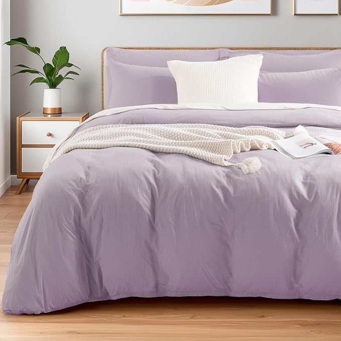 NEXHOME PRO Duvet Cover Set 100% Washed Cotton Oversized Queen 98"x98" by NEXHOMEPRO