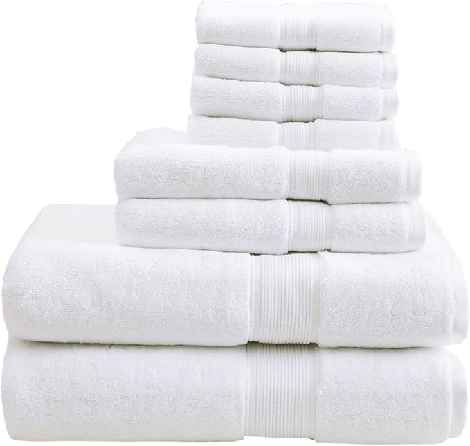 Madison Park 800GSM Bathroom Towel Set of 8 100% Cotton Bath Towel Set by MADISONPARK