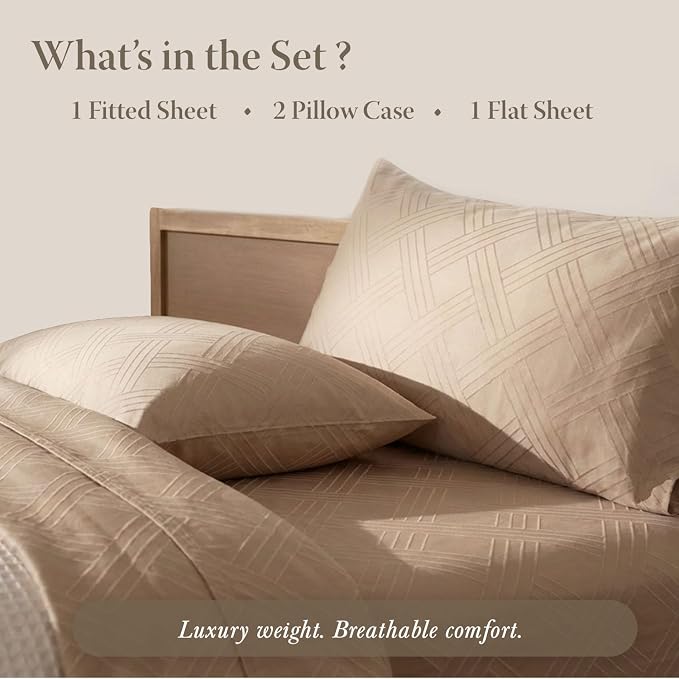 Threadmill California King Size Sheets | 800 Thread Count Jacquard Celine Light - Image 4