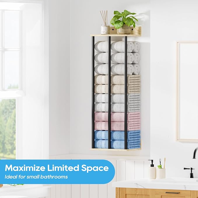 Towel Racks for Bathroom Wall Mounted, 3 Bar Wall Towel Rack for Rolled Towels - Image 8