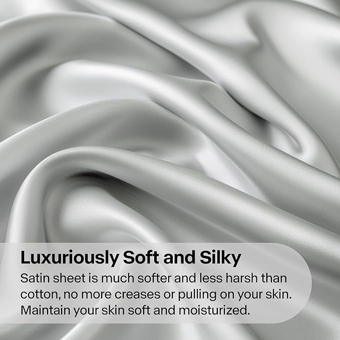 BEDELITE Satin Fitted Sheet and Pillowcases Set, Luxury Soft Similar to Silk - Image 3