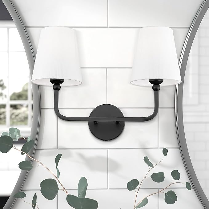 2-Light Bathroom Vanity Light Fixtures in Matte Black Finish, Modern Bedside - Image 7