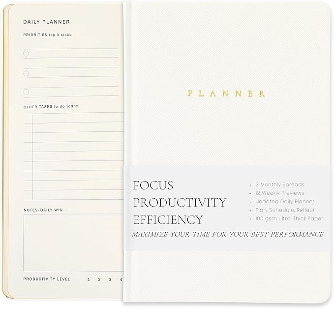 Productivity 3-month Planner Undated Daily Weekly Monthly Planner by Unknown