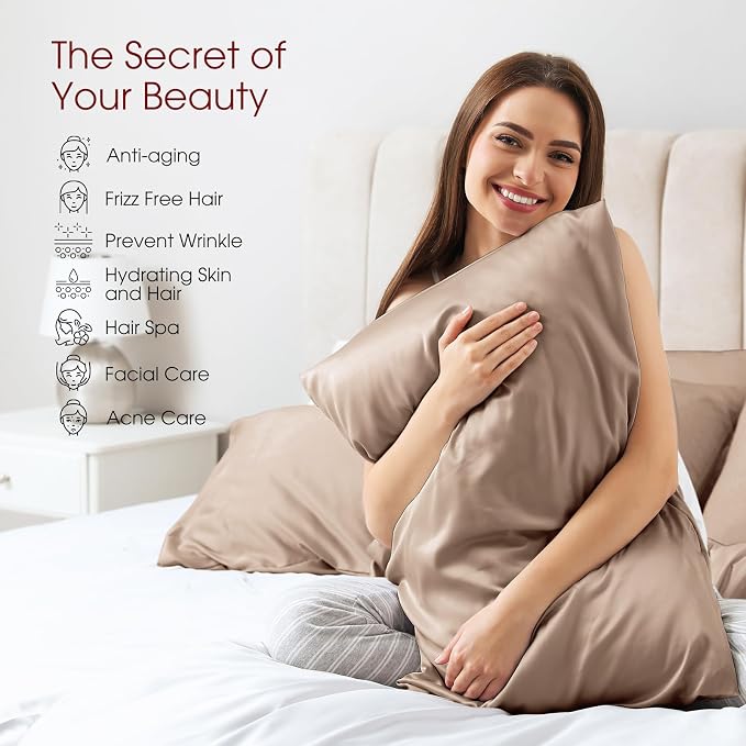 100% Silk Pillow Cases 2 Pack Queen Size Mulberry Silk Pillowcase - Image 4