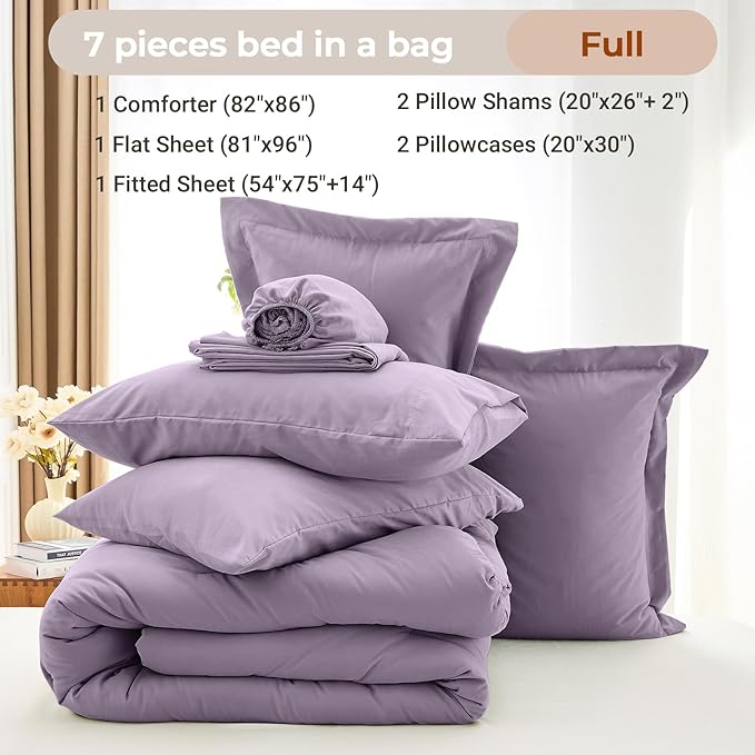 MUXHOMO 7 Pieces Full Comforter Set, Soft Bed in a Bag Full Size, All Season - Image 4
