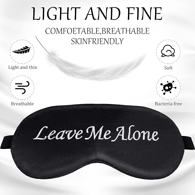 Geyoga 4 Pieces Funny Eye Mask for Sleep Soft Satin Eye Mask Blackout Blindfold - Image 2