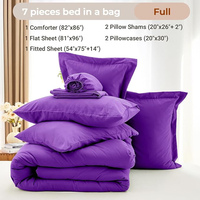 MUXHOMO 7 Pieces Full Comforter Set, Soft Bed in a Bag Full Size, All Season - Image 4