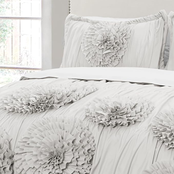 Lush Decor Serena Comforter Set, 3 Piece Set, Light Gray - Image 4