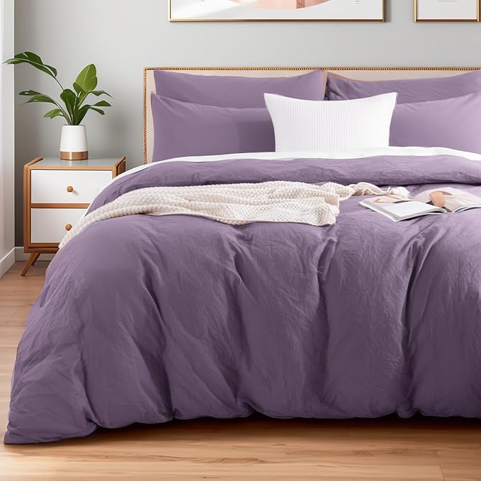 NEXHOME PRO Full Duvet Cover Set, 100% Washed Cotton by NEXHOMEPRO