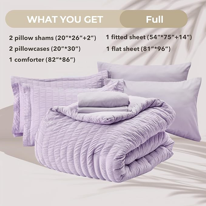 HYMOKEGE Lavender Duvet Cover Full Size, Ultra Soft 3-Piece Seersucker Duvet - Image 6