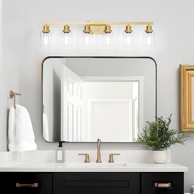 6 Light Gold Bathroom Vanity Light, Bathroom Light Fixtures - Image 4