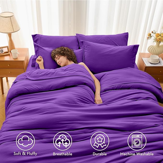 MUXHOMO 7 Pieces Queen Comforter Set, Soft Bed in a Bag Queen Size, All Season - Image 2