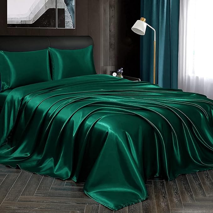 Homiest Blackish Green Satin Flat Sheet - Image 5