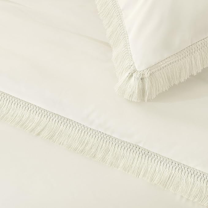Andency Comforter Oversized King Ivory 120x98, 3 Pieces Boho Winter Lightweight - Image 8