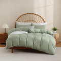 JSD Sage Green Duvet Cover Set King Size, 3 Piece Duvet Cover by JSD