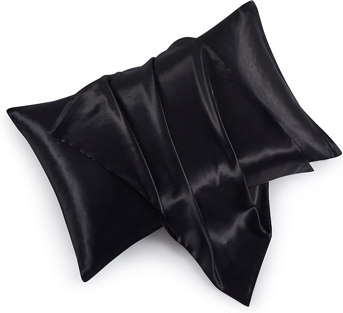 Satin Pillowcases with Zipper （20x26）, Standard Size Pillowcases Set of 2 by HommxJF