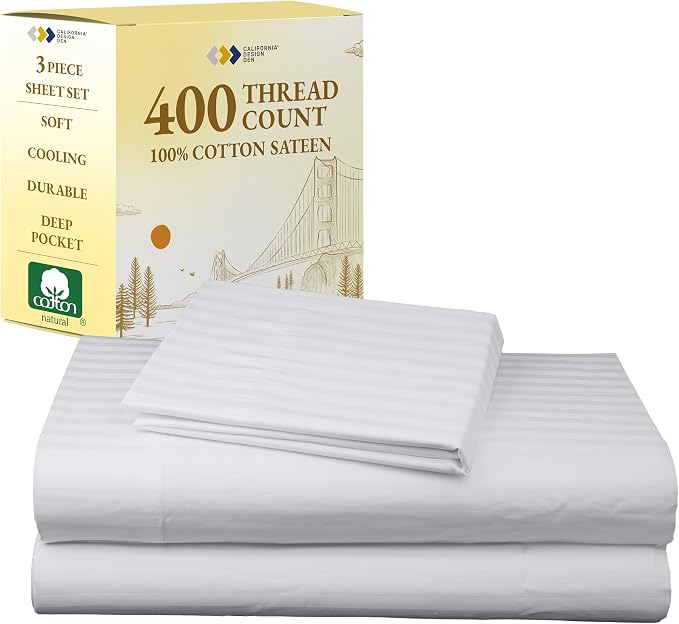 California Design Den Soft 100% Cotton Twin Sheet Set, 400 Thread Count Good by CaliforniaDesignDen