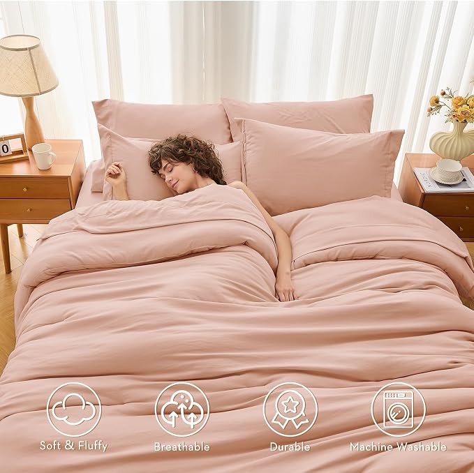 MUXHOMO 7 Pieces King Comforter Set, Soft Bed in a Bag King Size, All Season - Image 2