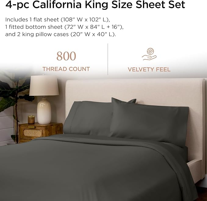 Threadmill Luxury 800 Thread Count California King 100% Cotton Sheets - Image 2