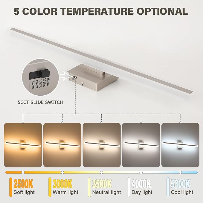 JUSHENG Brushed Nickel Vanity Lights - Image 2