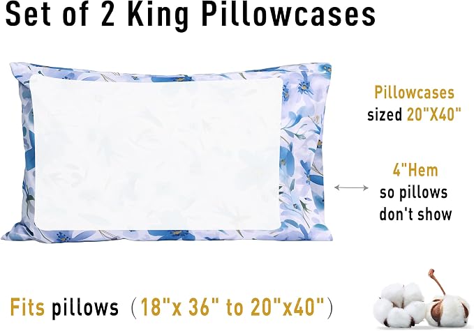 sunflower King Pillowcases Set of 2, 100% Cotton King Size Pillow Cases 2 - Image 6