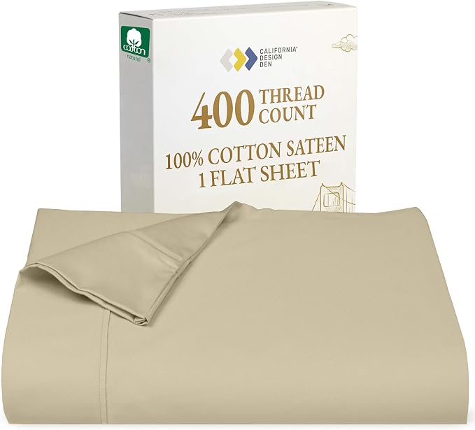 California Design Den Natural 100% Cotton Flat Sheet Full by CaliforniaDesignDen