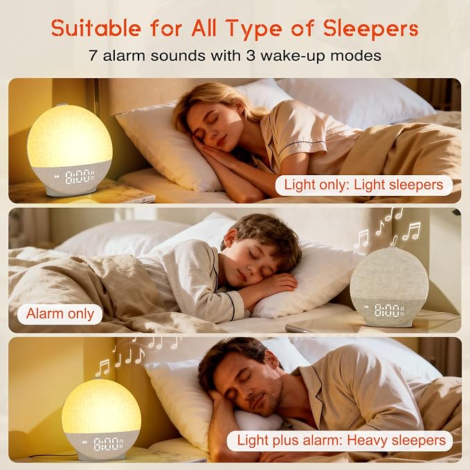 Sunrise Alarm Clock White Noise Machine, Sunset Simulation, 30 Soothing Sounds - Image 3