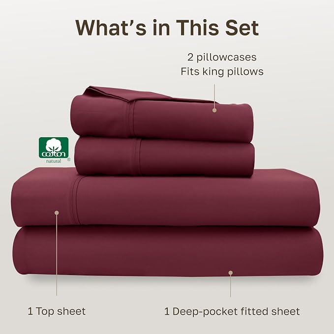 CALIFORNIA DESIGN DEN Soft 100% Cotton King Size Bed Sheets Set, 400 Thread - Image 4