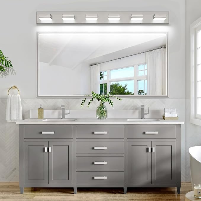 SineRise LED Modern Bathroom Vanity Light Fixtures, Brushed Nickel Modern - Image 8