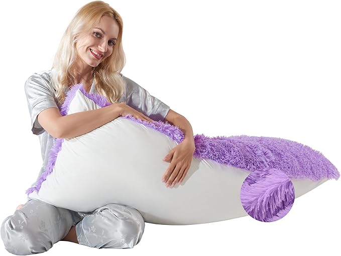 Fluffy Silk Full Body Pillow for Adults 20x54 Satin Body Pillow Cover Pillowcase by WSOFRLAC