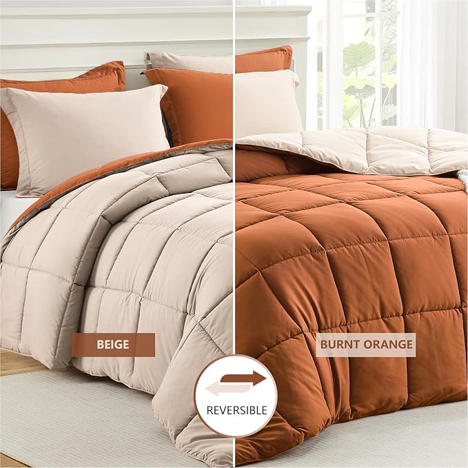 Homelike Moment King Size Comforter Set Burnt Orange, Comforters King Size Bed - Image 2