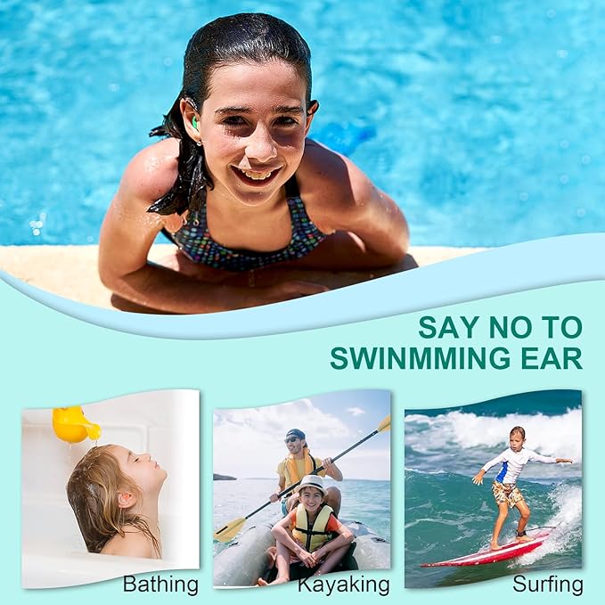 Kids Swimming Ear Plugs, 3 Pairs Waterproof Reusable Silicone Child Swim - Image 5